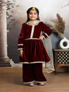 maroon silk blended sharara set-m250331
