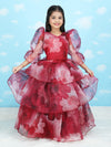 Girls maroon printed indo western party dress