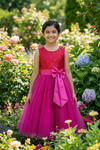 Girls magenta casual frock m250063