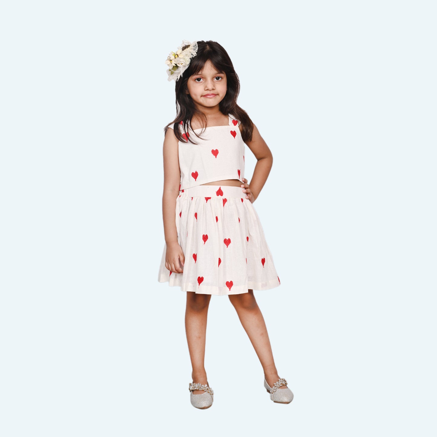 Off white skirt & top for girls-M250140