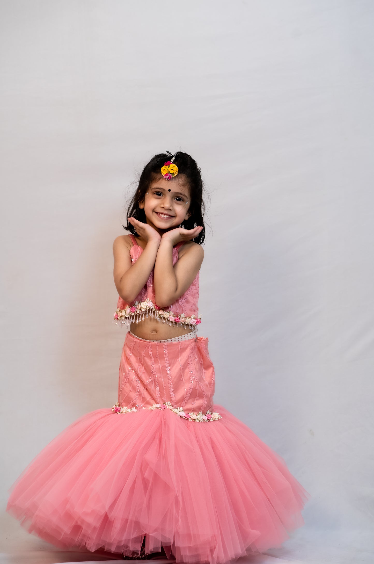 Peach Color Lehenga Choli Set For Girls