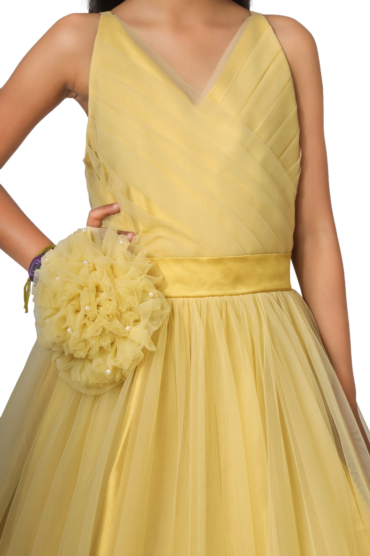 Girls Beige Color Princess Party Wear gown