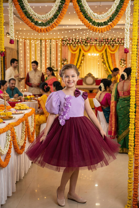 Girls wine casual frock m250061