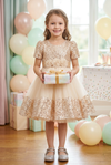 Girls Beige Party frock M240028