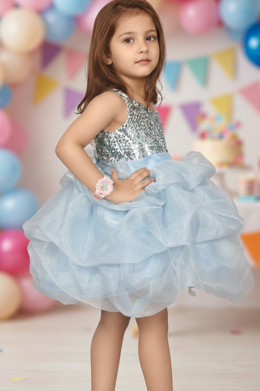 Girls blue casual frock m250044