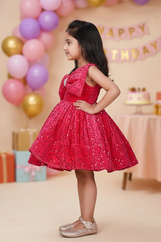 Girls magenta casual frock m250048