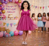 Girls Magenta casual frock m250128