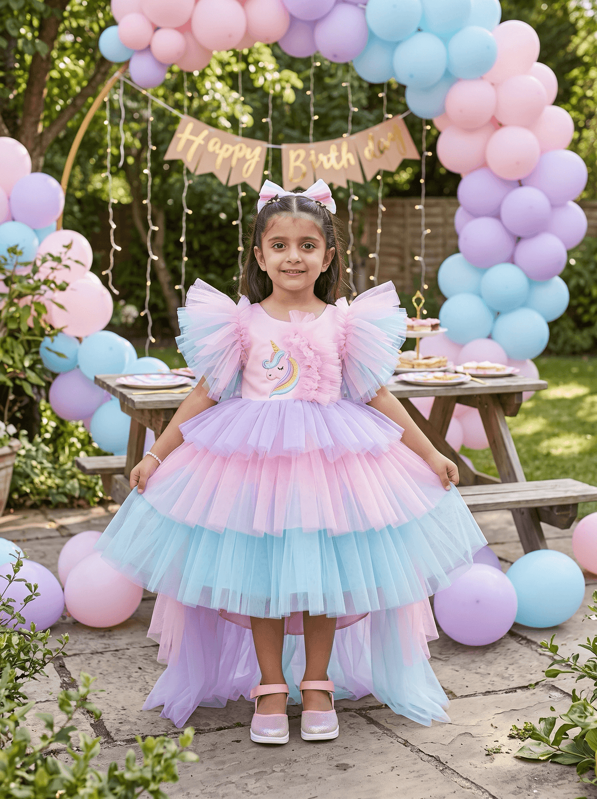 Pink Unicorn Birthday Party Frock for Girls m260296