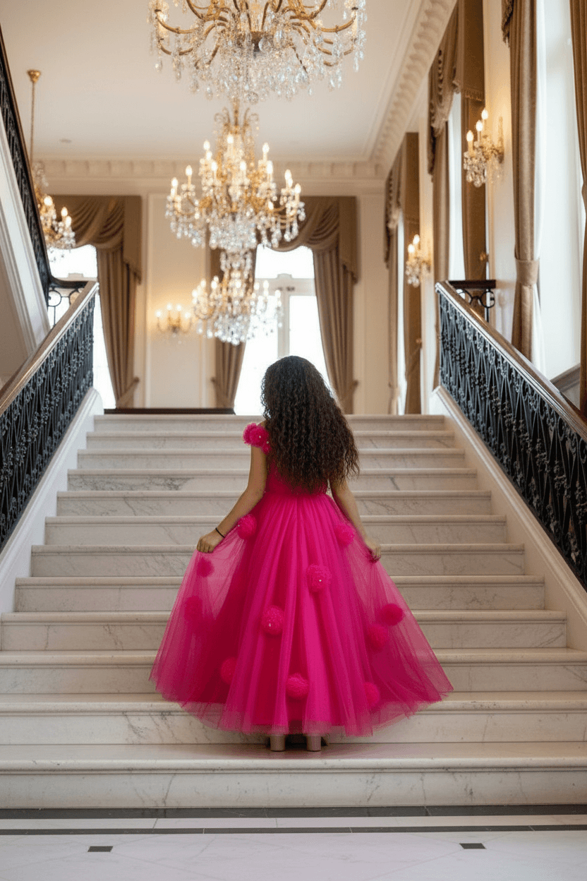 Girls Magenta Gown length Party dress M231201