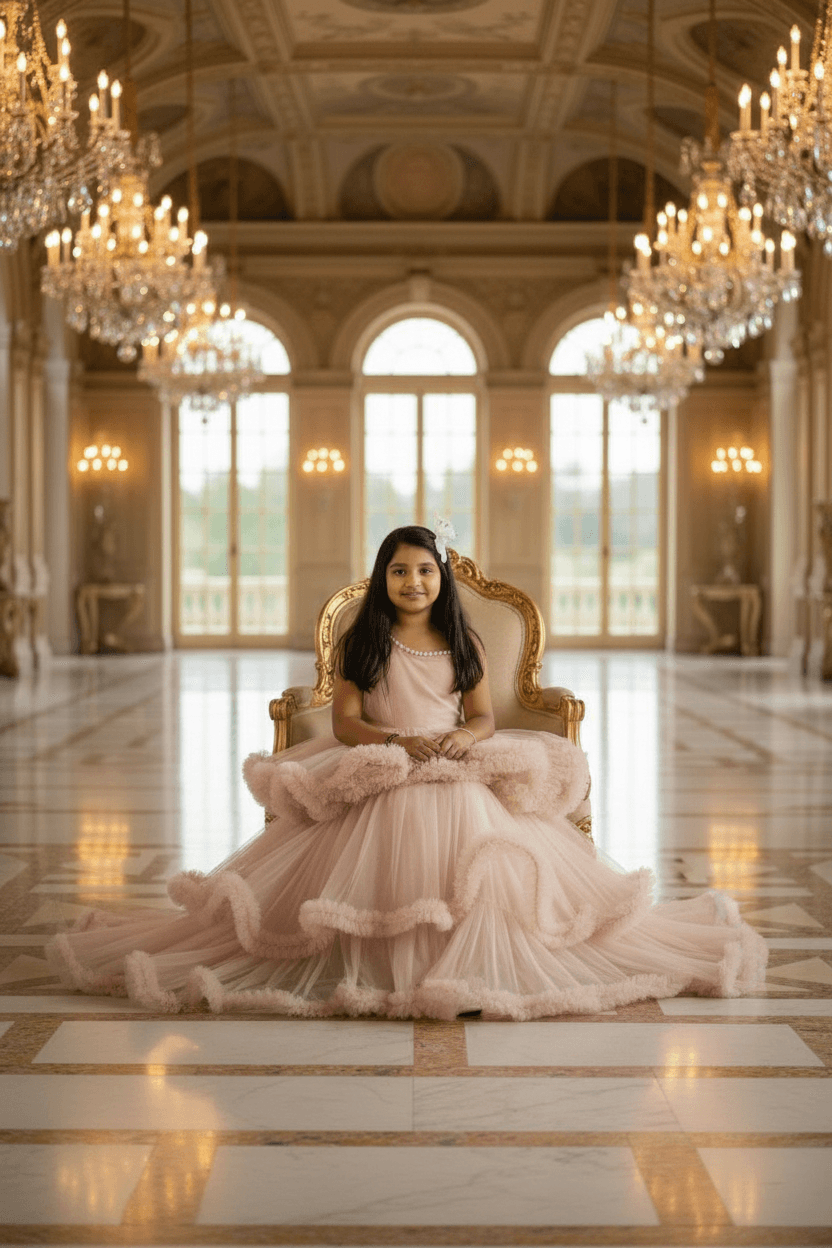 Girls Champagne Gown length Party dress M232201
