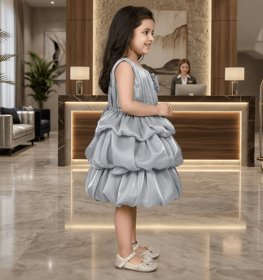 Girls Grey Tulle Party Dress, Sleeveless Layered skirt, knee length -m250006