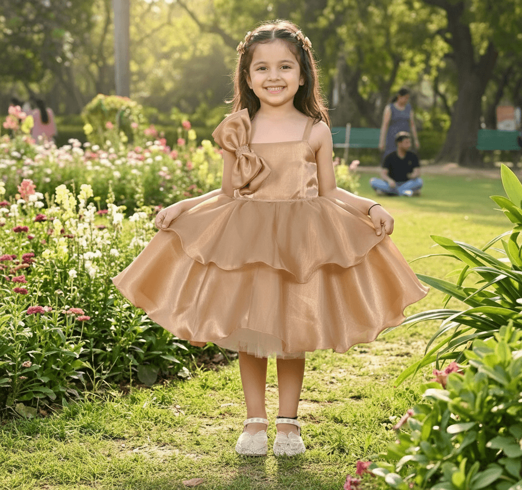SALE Copper party frock for girls-M250010