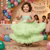 green party frock for girls-M250023