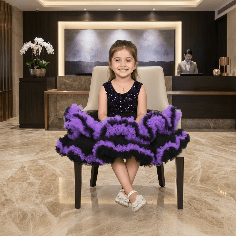 purple party frock for girls-M250034