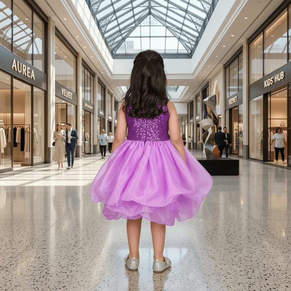 Purple party frock for girls-M250045