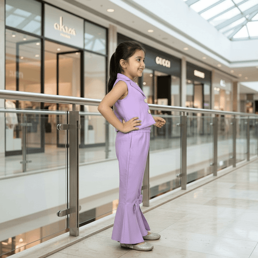 Purple plazzo top Set Sleeveless For Girls-M250087