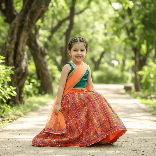 Girls orange Party Dress M250310