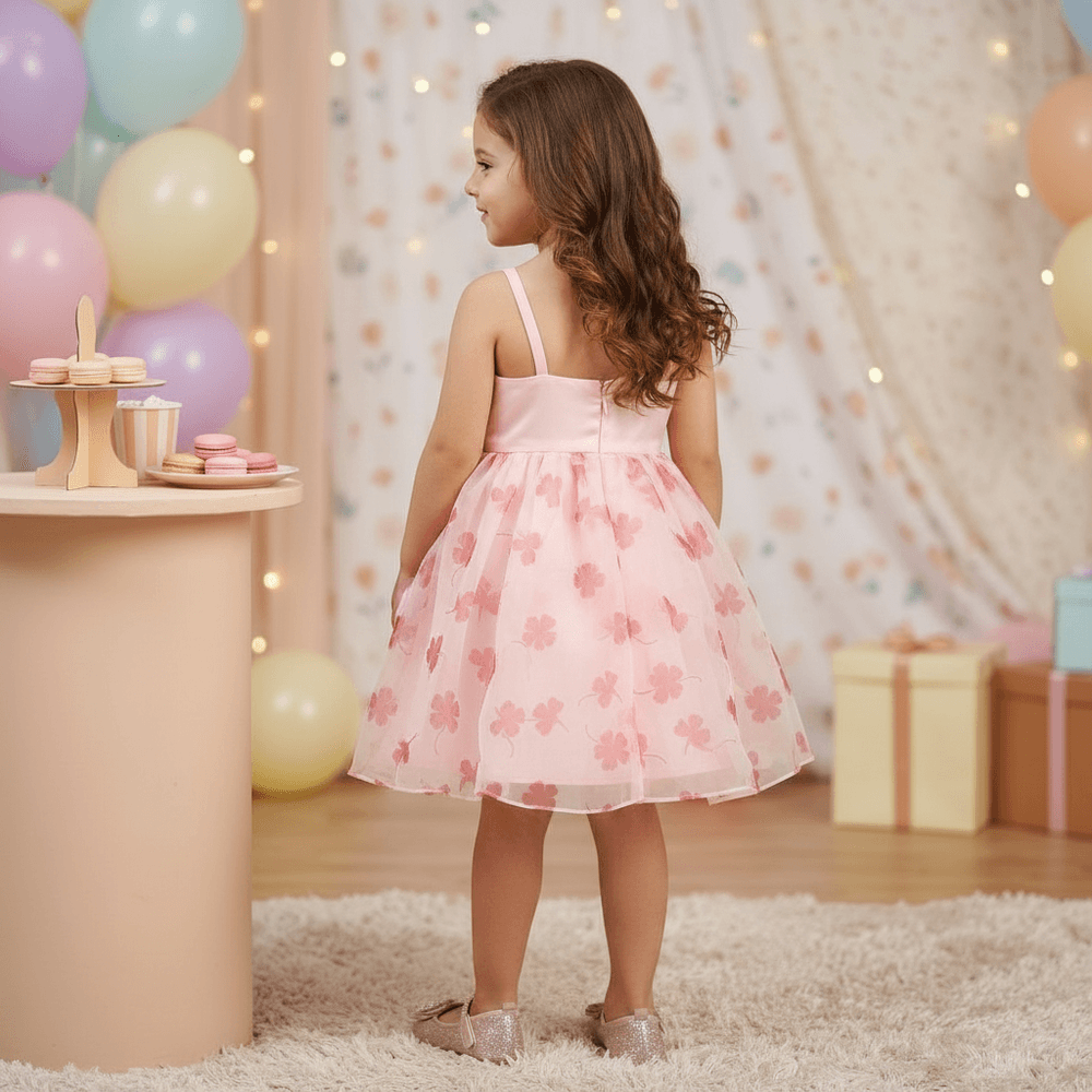 pink party frock for girls-M250122