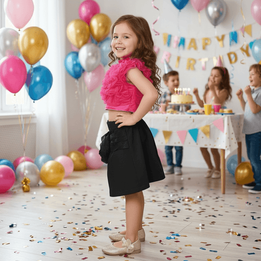 Magenta skirt & top for girls-M250132