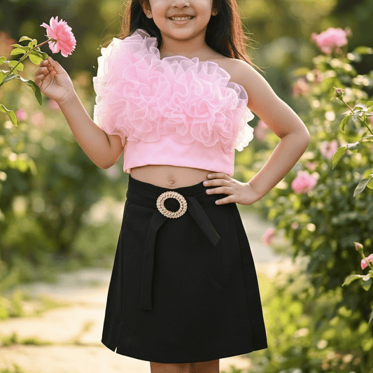 pink skirt & top for girls-M250133