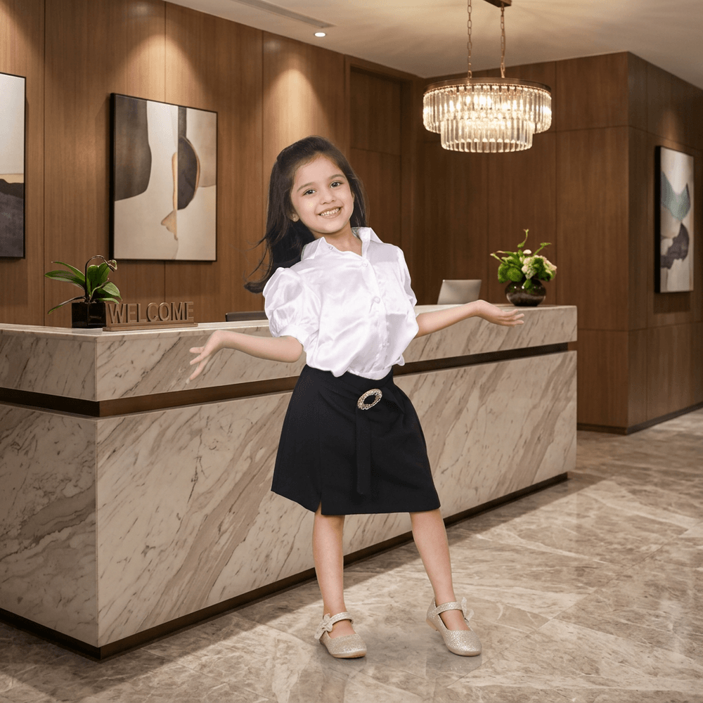 white skirt & top for girls-M250137