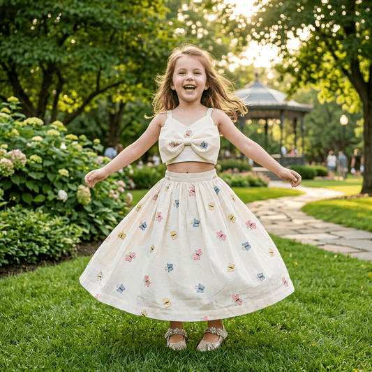 off white skirt & top for girls-M250139