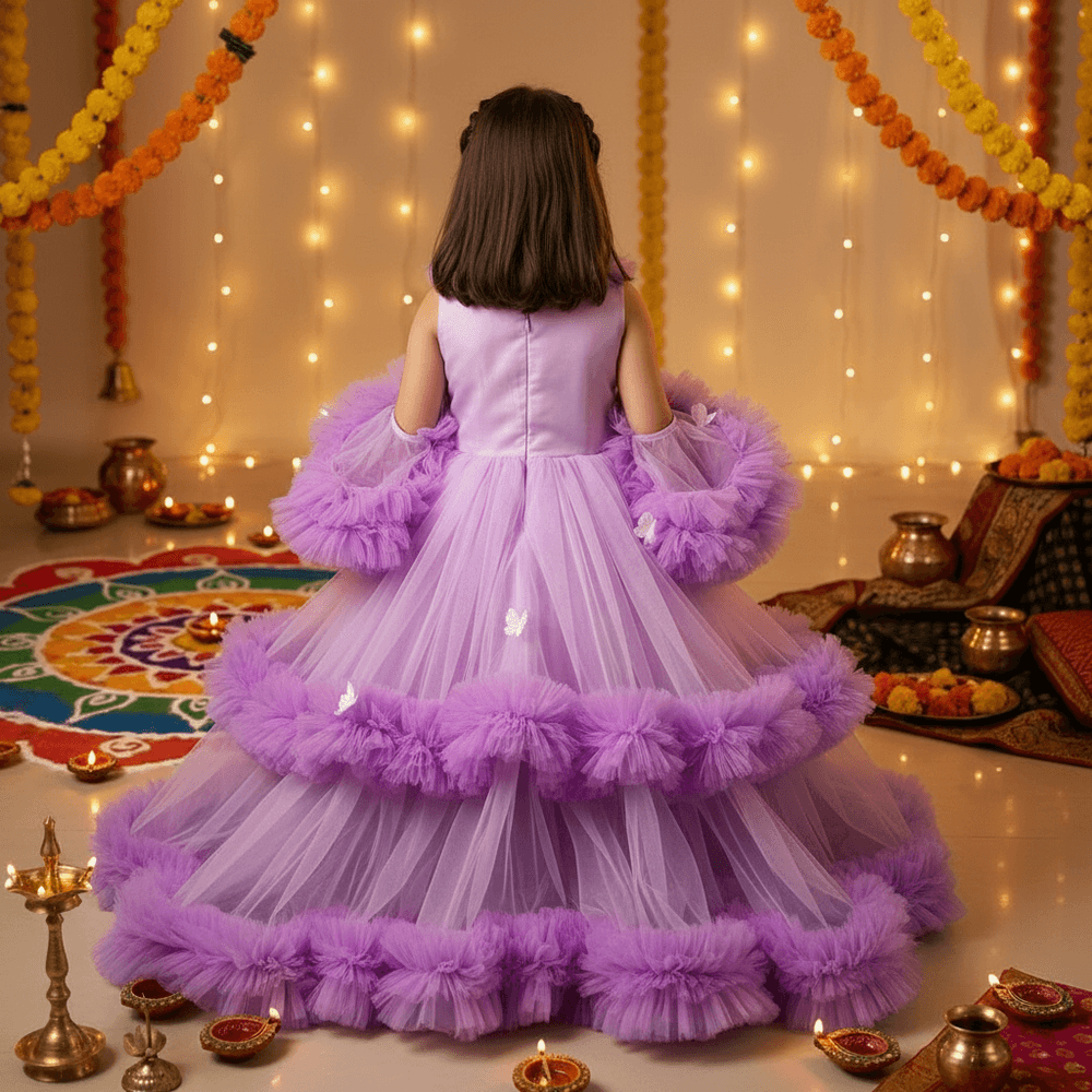 SALE purple net frock M260036