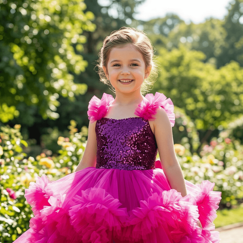 Magenta net frock M260044