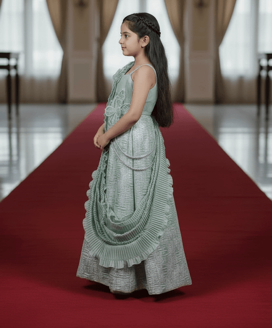 green brocade party wear M260050