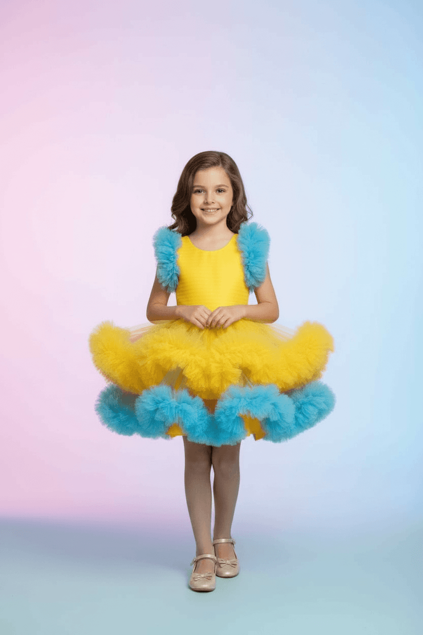 yellow net frock M260057