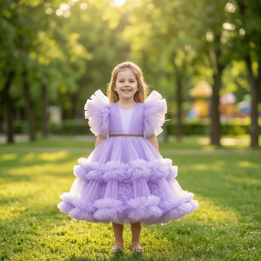 lavender net frock M260059