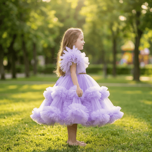 lavender net frock M260059