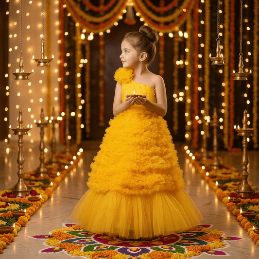 yellow net frock M260065