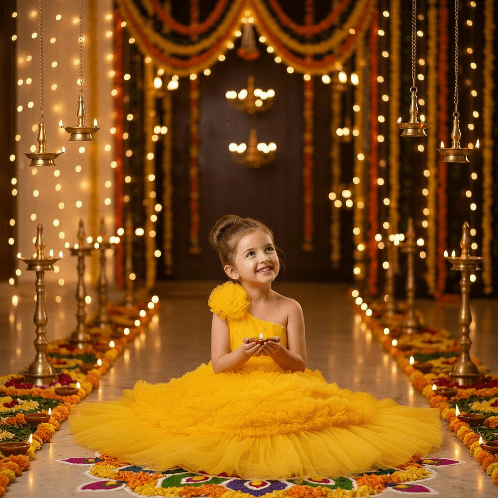 yellow net frock M260065