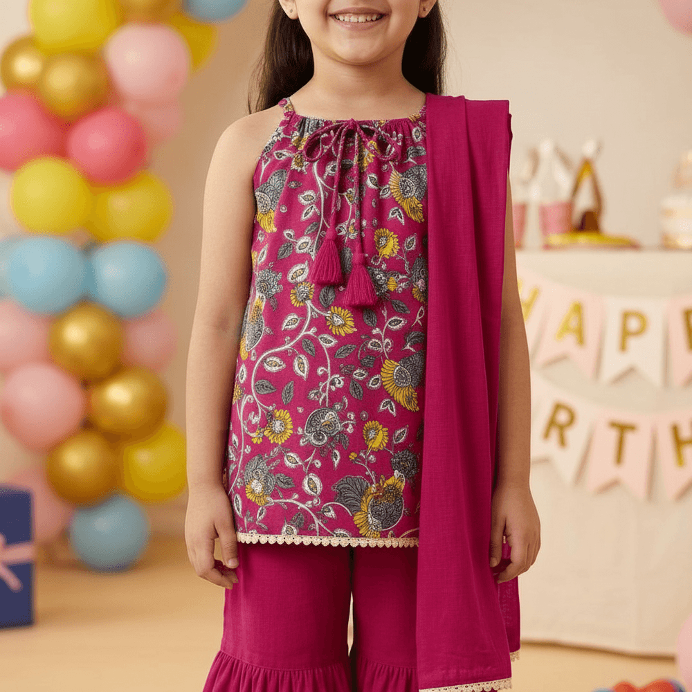 magenta-ethnic -cotton- dress-M260077