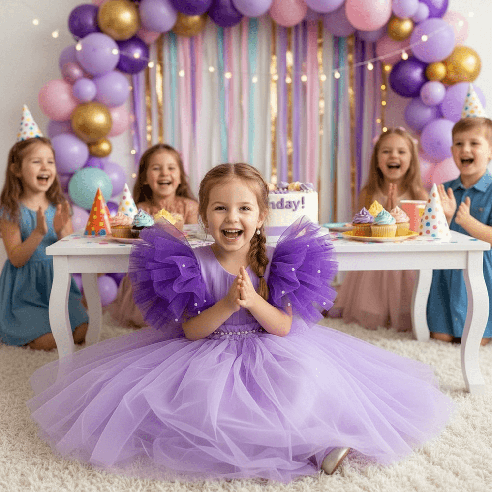 Purple party frock for girls-M232801