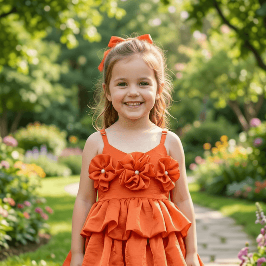Orange party frock for girls-M260107