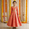 Peach brocade party wear M260092