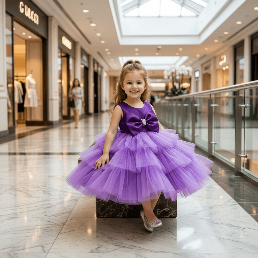 Purple party frock for girls-M250160