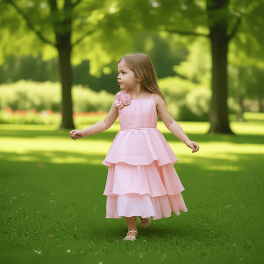 Peach organza frock M260121