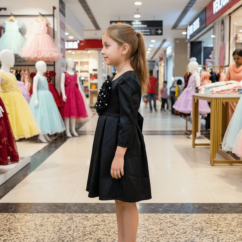Black party frock for girls-M260125