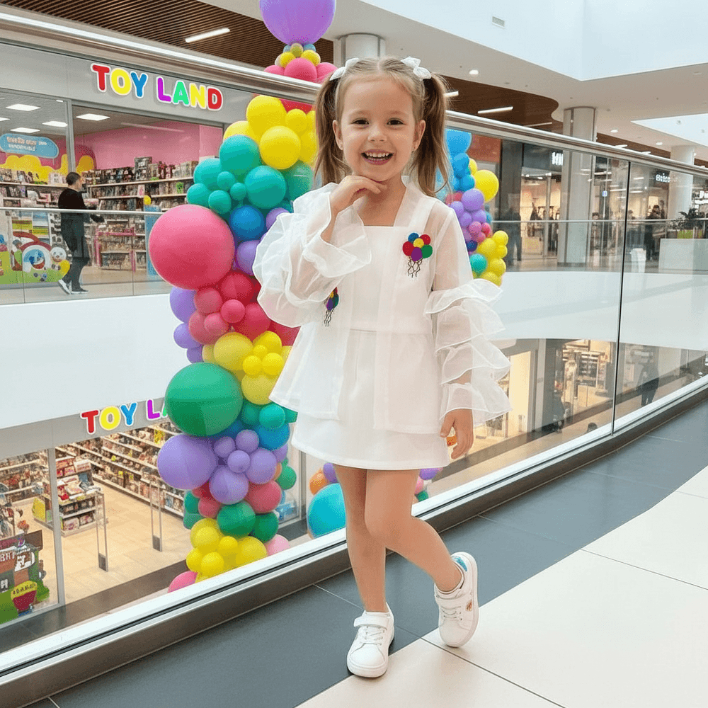 Girls white Party dress M260142
