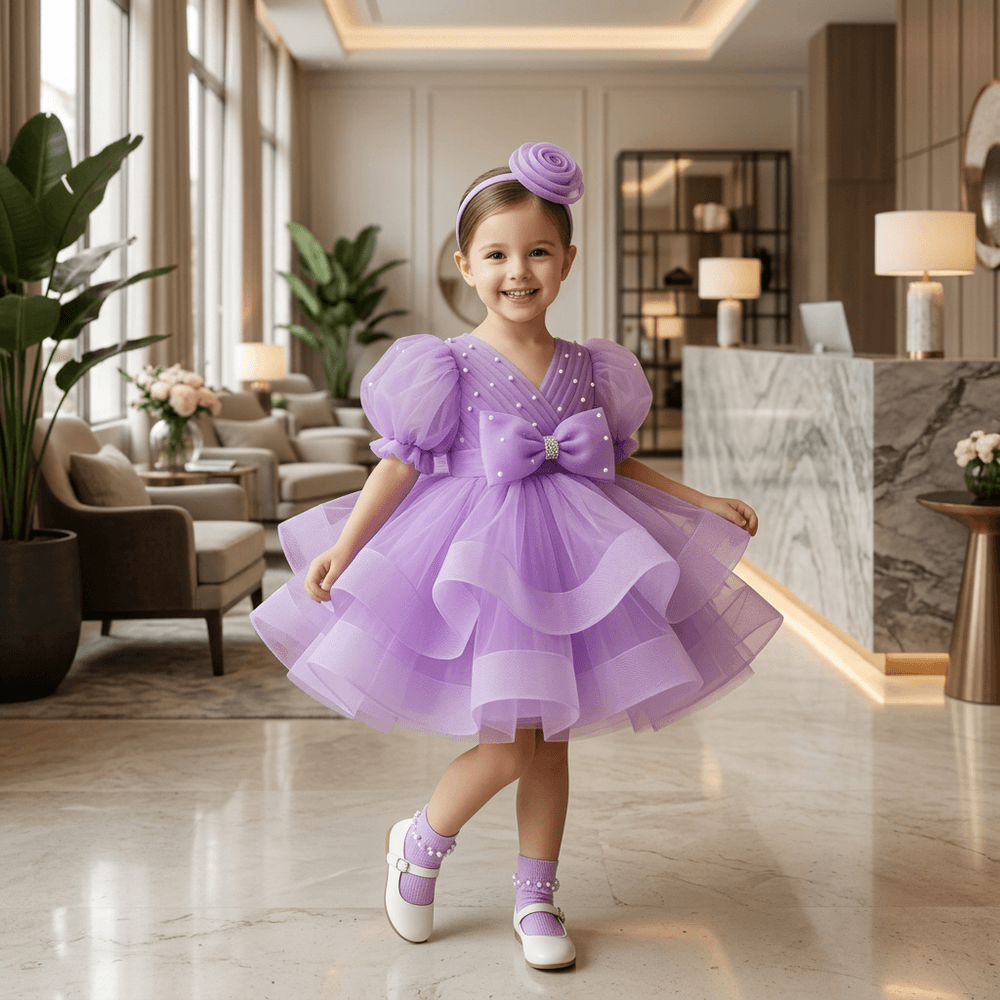 lavender party frock for girls-M260149