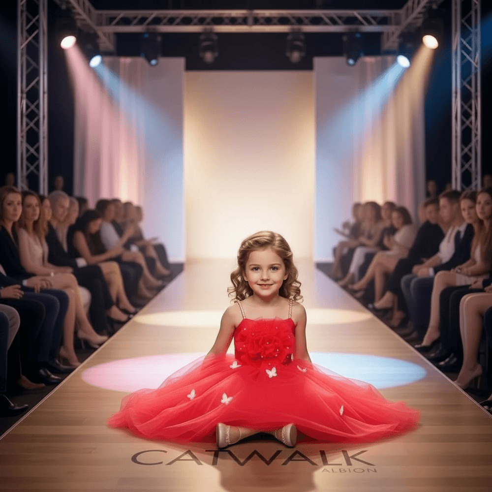 Red party frock for girls-M260157