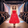 Red party frock for girls-M260157