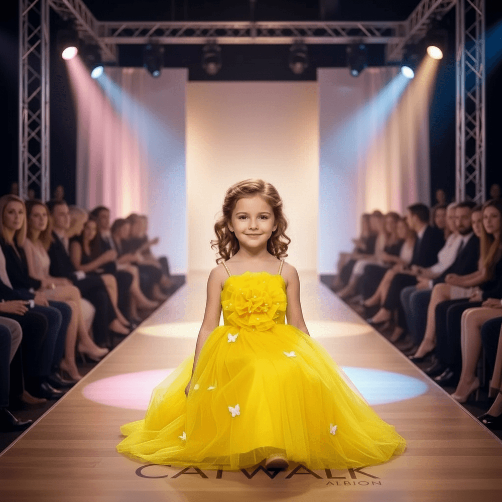 yellow party frock for girls-M260161
