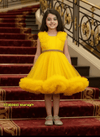 Girls yellow knee length Party frock M260164
