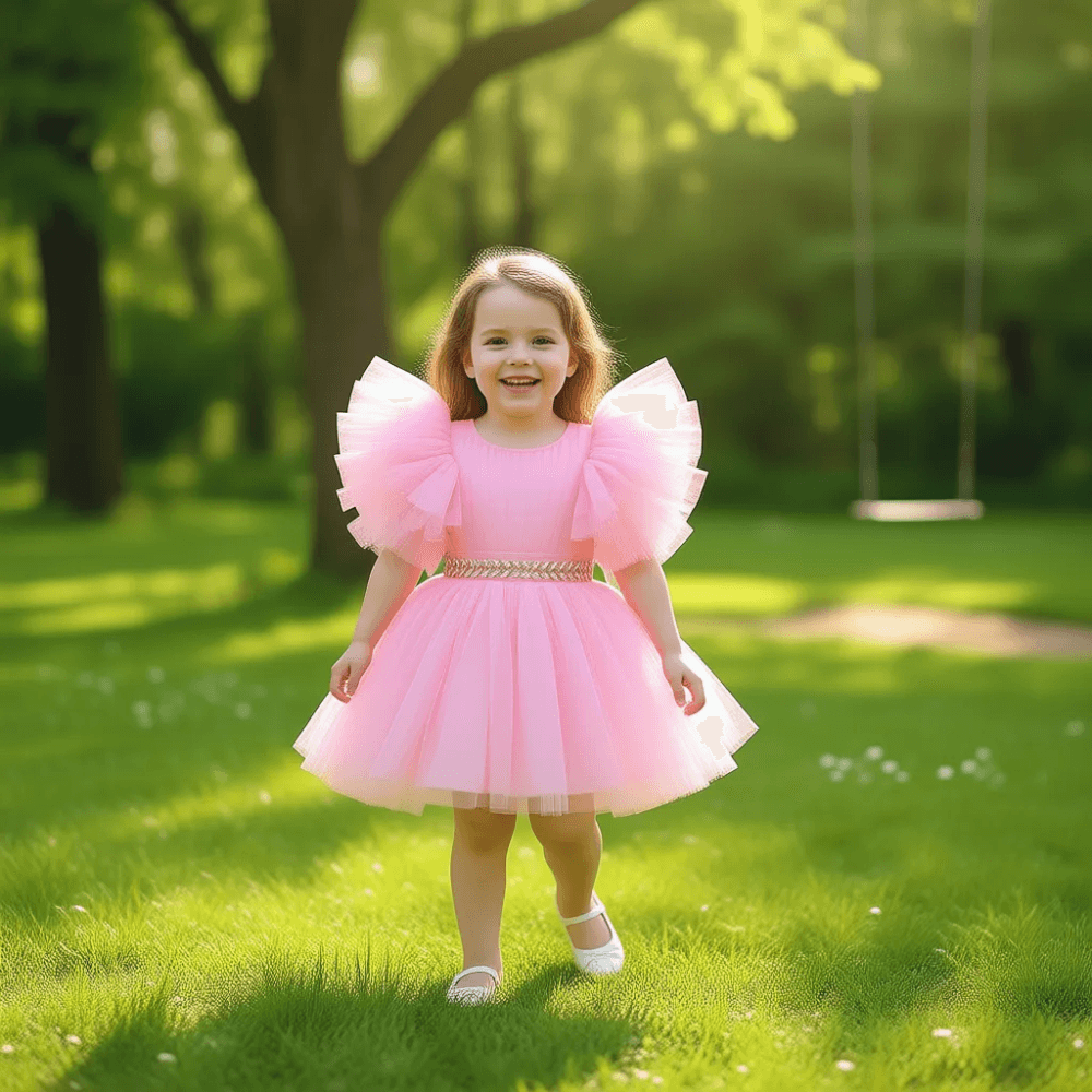 Pink party frock for girls-M260177