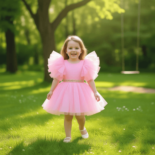 Pink party frock for girls-M260177