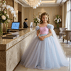 Girls pink & blue gown length party dress m260180